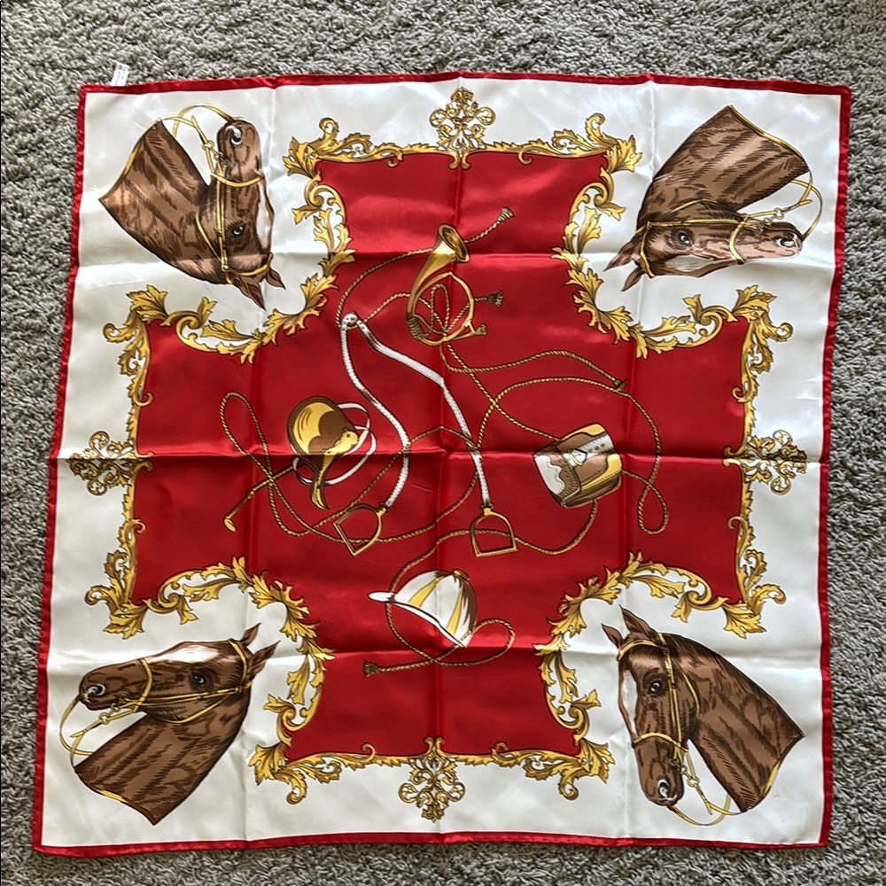 Equestrian Red and White Scarf